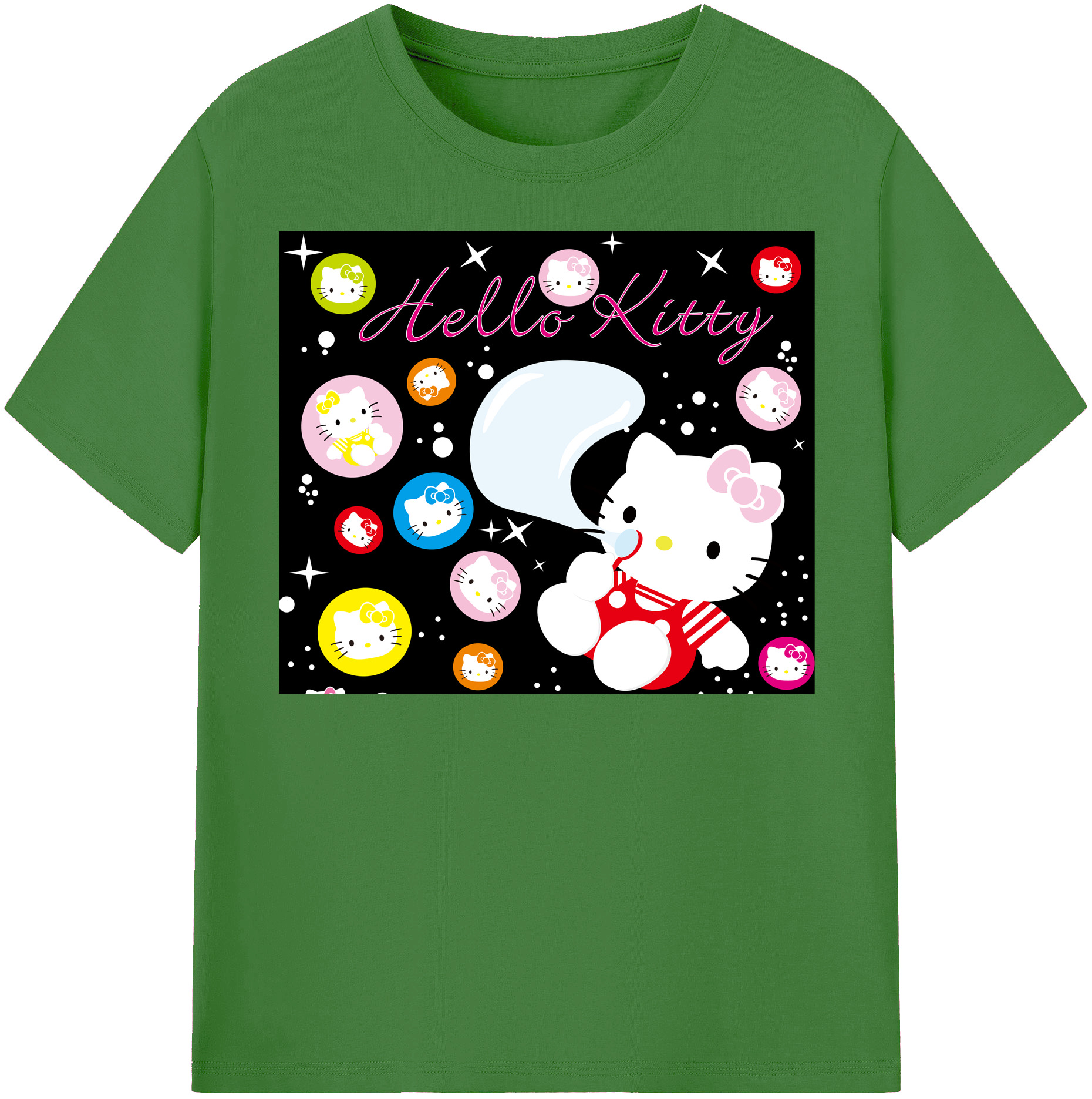 （画像用） Hello Kitty ハローキティ レディースカジュアルプリントTシャツ（綿100％）